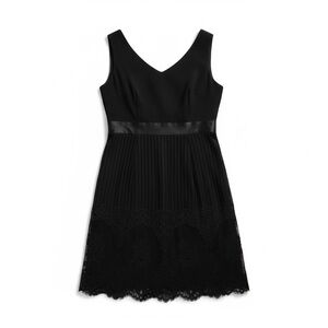 Elegant Black Lace Trim ruffle a line Mini Dress size 8